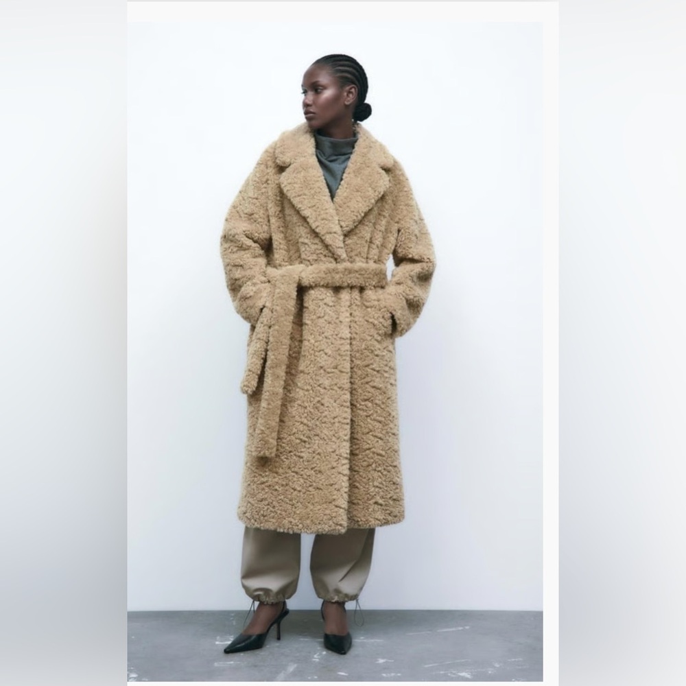 Zara Camel Teddy Jacket
